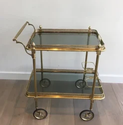 Outlet Pamono Brass Drinks Trolley by Maison Jansen