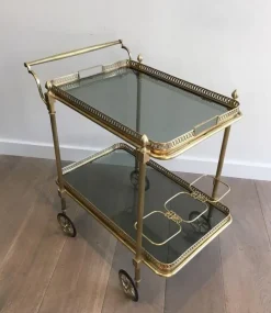 Outlet Pamono Brass Drinks Trolley by Maison Jansen
