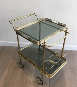 Outlet Pamono Brass Drinks Trolley by Maison Jansen