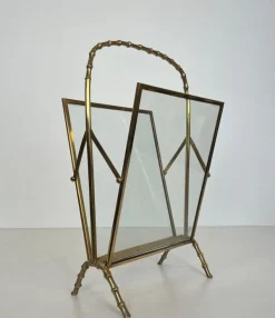 Pamono Brass Faux Bamboo Magazine Rack by Maison Baguès> Magazine Racks