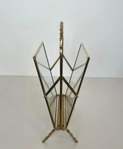 Pamono Brass Faux Bamboo Magazine Rack by Maison Baguès><noscript><img width=