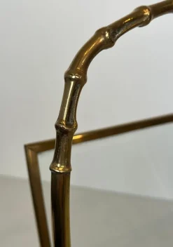 Pamono Brass Faux Bamboo Magazine Rack by Maison Baguès><noscript><img width=