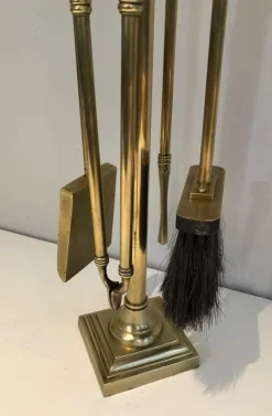 Best Pamono Brass Fireplace Tools, France, 1970s
