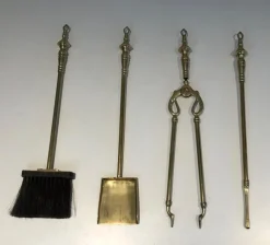 Best Pamono Brass Fireplace Tools, France, 1970s
