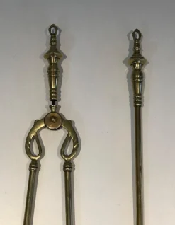 Best Pamono Brass Fireplace Tools, France, 1970s