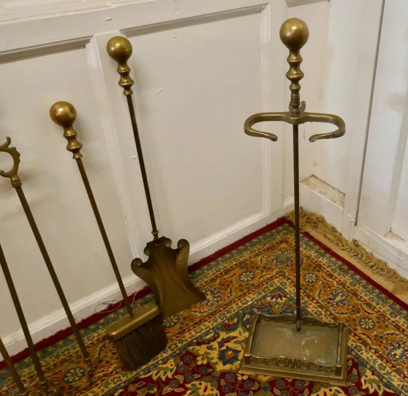 Outlet Pamono Brass Fireside Companion Tools, 1880s, Set of 3