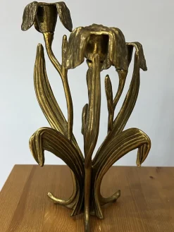 Online Pamono Brass Floral Candlestick by Antonella Saviato, 1960s