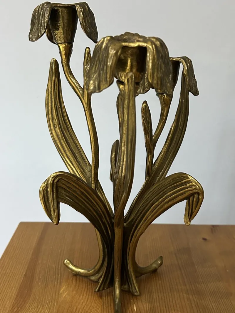 Online Pamono Brass Floral Candlestick by Antonella Saviato, 1960s