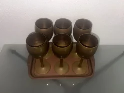 Pamono Brass Goblets with Tray, 1920> Dinnerware Accessories