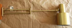 Online Pamono Brass Horizon Wall Lamp with Swing Arm and Teak Wall Bracket by Jo Hammerborg for Fog & Mørup, 1960s