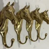 Discount Pamono Brass Horse Coat Hooks, 1960s, Set of 4
