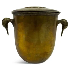 Pamono Brass Ice Bucket with Bird-Shaped Handles, Italy, 1960s> Ice Buckets & Wine Coolers
