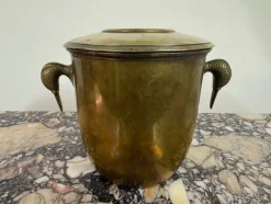 Pamono Brass Ice Bucket with Bird-Shaped Handles, Italy, 1960s><noscript><img width=
