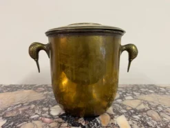 Pamono Brass Ice Bucket with Bird-Shaped Handles, Italy, 1960s><noscript><img width=