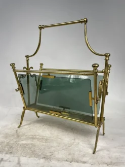 Pamono Brass Magazine Rack, 1960s> Magazine Racks