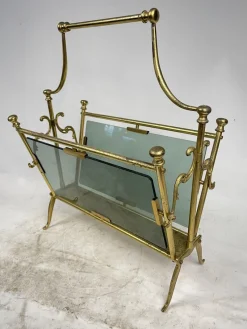 Pamono Brass Magazine Rack, 1960s> Magazine Racks