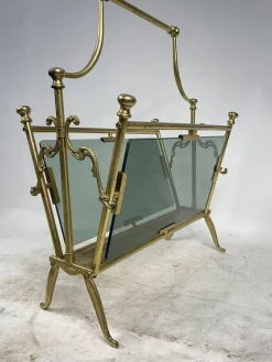 Pamono Brass Magazine Rack, 1960s><noscript><img width=