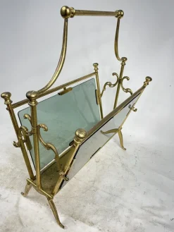 Pamono Brass Magazine Rack, 1960s><noscript><img width=
