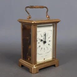 Pamono Brass Mechanical Carriage Clock from Bayard Paris, Duverdrey & Bloquel, 1940s> Clocks