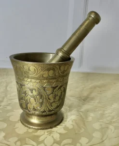Best Pamono Brass Pestle and Mortar, 1890s, Set of 2
