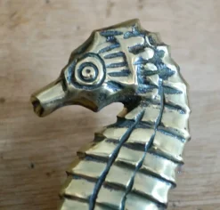Pamono Brass Seahorse Door Knocker, 1905><noscript><img width=