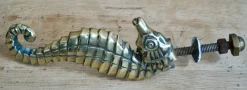Pamono Brass Seahorse Door Knocker, 1905><noscript><img width=