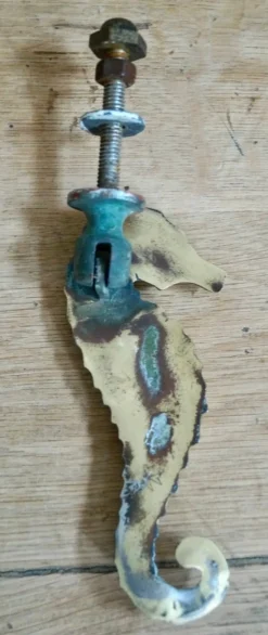 Pamono Brass Seahorse Door Knocker, 1905><noscript><img width=