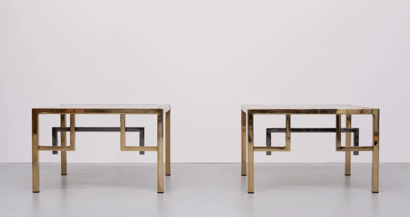 Sale Pamono Brass Square Side Tables from Belgo Chrome, 1970s, Set of 2