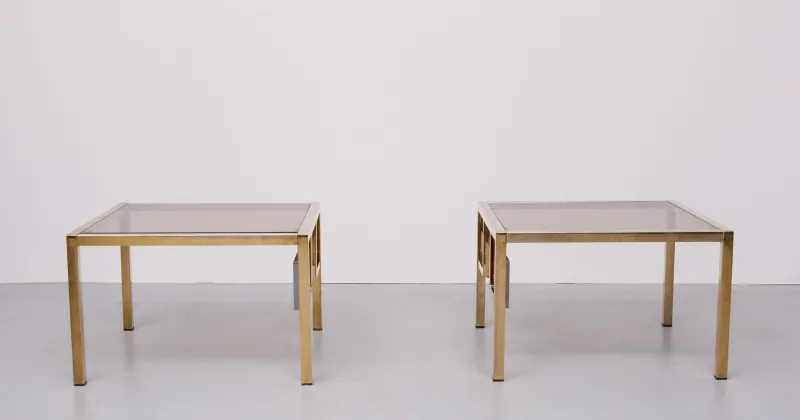 Sale Pamono Brass Square Side Tables from Belgo Chrome, 1970s, Set of 2