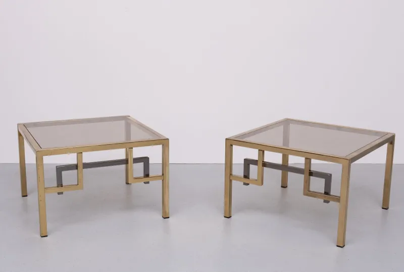 Sale Pamono Brass Square Side Tables from Belgo Chrome, 1970s, Set of 2