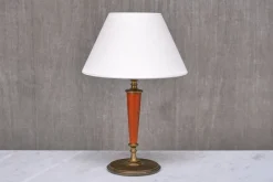 Pamono Brass Table Lamp with Linen Shade by Erik Tidstrand for Nordiska Kompaniet, Sweden, 1927> Table Lamps