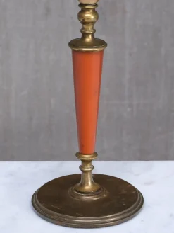 Pamono Brass Table Lamp with Linen Shade by Erik Tidstrand for Nordiska Kompaniet, Sweden, 1927><noscript><img width=