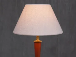 Pamono Brass Table Lamp with Linen Shade by Erik Tidstrand for Nordiska Kompaniet, Sweden, 1927><noscript><img width=