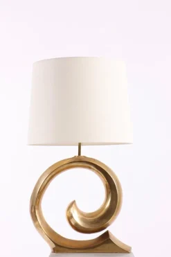 Pamono Brass Table Lamp with New Fabric Shade, Denmark, 1970s> Table Lamps