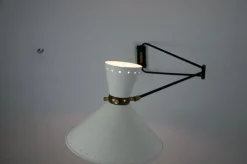 Pamono Brass Wall Lamp by Rene Mathieu for Maison Lunel, 1960s><noscript><img width=