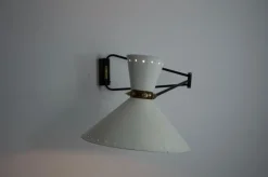 Pamono Brass Wall Lamp by Rene Mathieu for Maison Lunel, 1960s><noscript><img width=