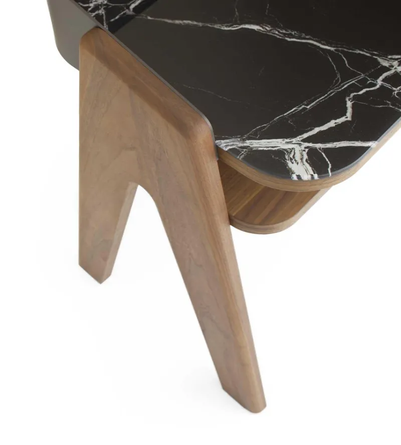 Pamono Bravero Walnut and Breccia Imperiale Glass Nightstand by Morica Design> Tables|Nightstands