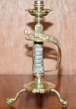 Pamono British Army Sword Handle Candlesticks from Benham & Froud VR, 1905, Set of 2><noscript><img width=