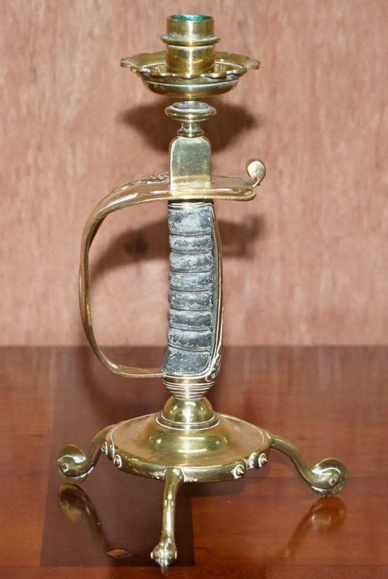 Pamono British Army Sword Handle Candlesticks from Benham & Froud VR, 1905, Set of 2> Candleholders