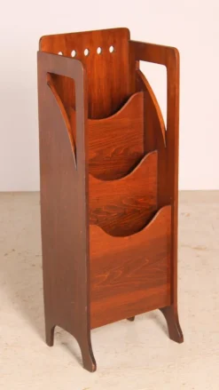 Pamono British Glasgow School Arts & Crafts Mahogany Magazine Rack, Early 20th Century> Magazine Racks