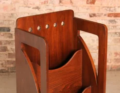 Pamono British Glasgow School Arts & Crafts Mahogany Magazine Rack, Early 20th Century><noscript><img width=