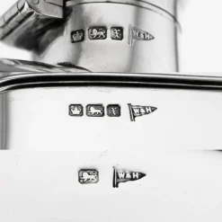 Pamono British Silver Hip Flask and Cup from Walker & Hall, 1915><noscript><img width=