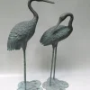Pamono Bronze & Green Patinated Crane Sculptures, 1970s, Set of 2> Mid-Century
