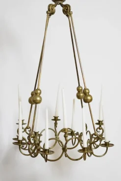 Pamono Bronze and Brass 12-Candle Chandelier, 19th Century> Candleholders