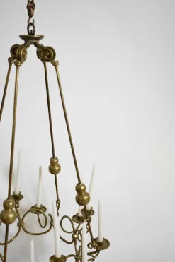 Pamono Bronze and Brass 12-Candle Chandelier, 19th Century><noscript><img width=