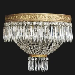Hot Pamono Bronze and Crystal Ceiling Lamp, 1960s