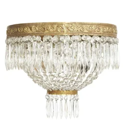 Hot Pamono Bronze and Crystal Ceiling Lamp, 1960s