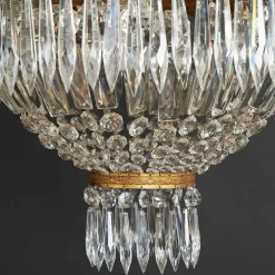 Hot Pamono Bronze and Crystal Ceiling Lamp, 1960s