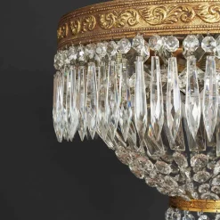 Hot Pamono Bronze and Crystal Ceiling Lamp, 1960s