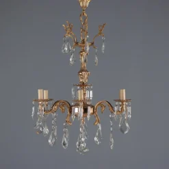 Pamono Bronze and Crystal Chandelier> Glassware